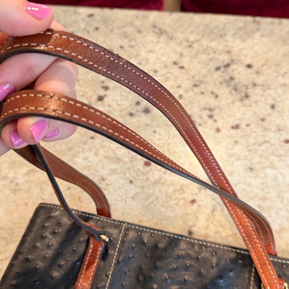 Dooney & Bourke Black Tote with Brown Leather Straps - Picture 4 of 9